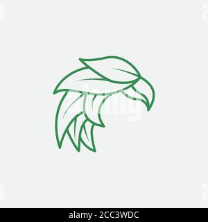 eagle leaf minimalist line modern logo design Stock Vector