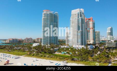 Aerial stock Miami Beach Spring break vacation Stock Photo