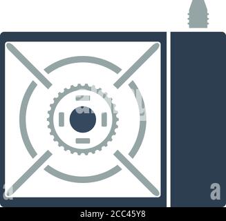 Icon Of Camping Gas Burner Stove. Flat Color Design. Vector Illustration. Stock Vector