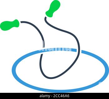 Icon Of Jump Rope And Hoop. Flat Color Design. Vector Illustration. Stock Vector