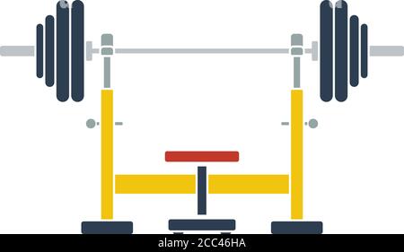 Icon Of Bench With Barbell. Flat Color Design. Vector Illustration. Stock Vector