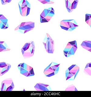 Seamless pattern with crystals and minerals. Stock Vector