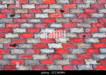 Unique background of Red and white brick, bricks use for background, Stock Photo