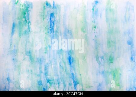 Hand painted abstract blue green watercolor background Stock Photo