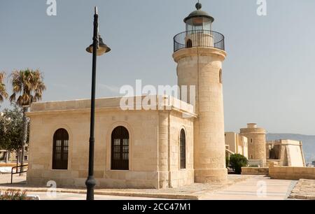 Almeria in Spain: the lighthouse at Roquetas de Mar. Stock Photo