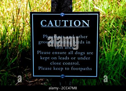 Birds nesting sign at a country estate Stock Photo