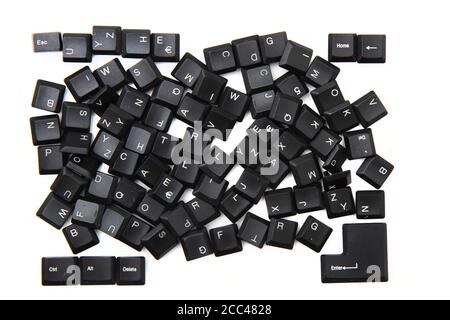 chaos from keyboard keys isolated on the white background Stock Photo