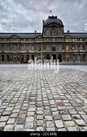 Louvre. The Cour Carrée of the 'Old Louvre'.  The Louvre Museum (French: Musée du Louvre) is one of the largest and most popular art museums in the wo Stock Photo