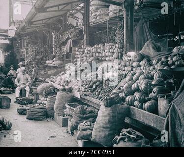 Old Havana. Vegetable stands in Mercado Tocon. Cuba. 1904 Stock Photo