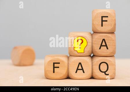 FAQ printed on wooden cubes Stock Photo