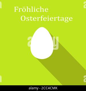 Illustration of a postcard design with an egg wishing happy Easter day in German Stock Photo