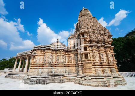 Ranakpur Jain temple or Chaturmukha Dharana Vihara is a Jain temple at Ranakpur in Rajasthan state of India Stock Photo