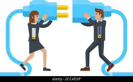 Connecting Plug Fitting Together Business Concept Stock Vector