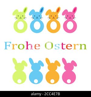 Illustration of colorful bunnies with the text Happy Easter Stock Photo