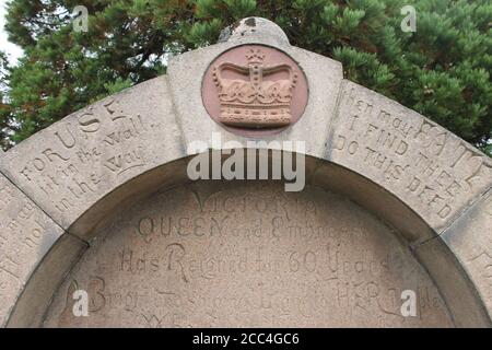 inscription and crown on a Victorian water trough Stock Photo