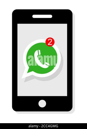 Vertical illustration of a message icon on a phone screen on an isolated background Stock Photo