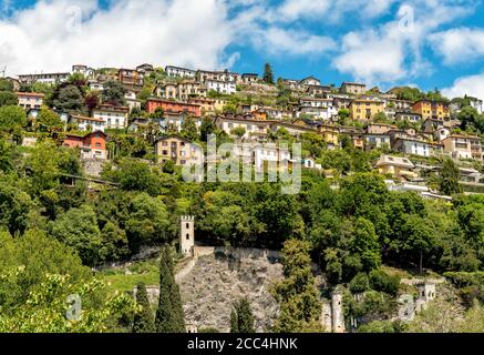 View from below of the small village Rovenna above Cernobbio on Lake Como, Italy Stock Photo