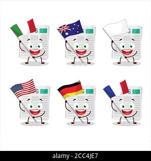 Medical payment cartoon character bring the flags of various countries Stock Vector