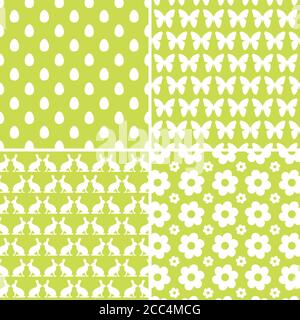 Illustration of a green background designed in butterflies and flowers Stock Photo