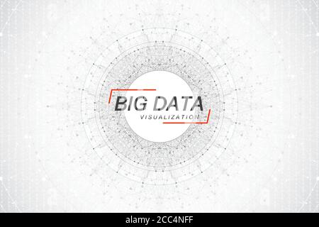 Big data visualization. Big data machine learning algorithms. Data array visualization. Visual information complexity. Futuristic analysis of Stock Vector