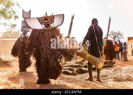 Dancer With A Hawk Mask Of Bwa People, Burkina Faso Stock Photo