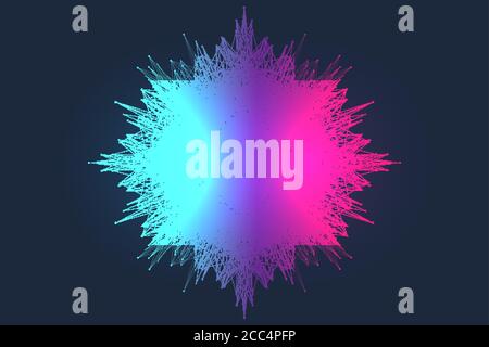 Big data visualization. Big data machine learning algorithms. Data array visualization. Visual information complexity. Futuristic analysis of Stock Vector