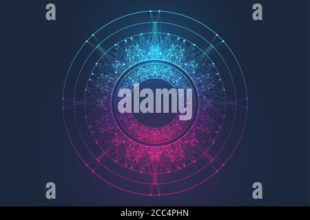 Big data visualization. Big data machine learning algorithms. Data array visualization. Visual information complexity. Futuristic analysis of Stock Vector
