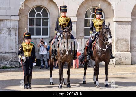 Soldiers of The King's Troop, Royal Horse Artillery (KTRHA) Stock Photo