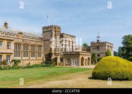 View of the facade of Forde Abbey, an historic building in extensive grounds near Chard, Somerset, south-west England, a former Cistercian monastery Stock Photo