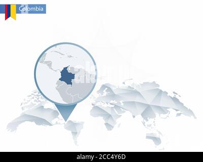 Colombia map with pin of country capital. Two types of Colombia map ...