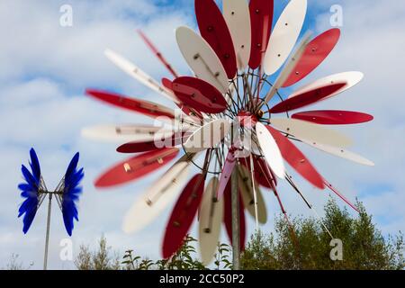 Perspex wind sculptures by Michael Chaikin, Tremenheere Sculpture Garden, Penzance, Cornwall, UK Stock Photo