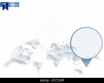 Abstract rounded World Map with pinned detailed Nauru map. Vector Illustration. Stock Vector