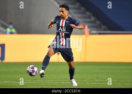 Lisbon, Lissabon, Portugal, 18th August 2020.  MARQUINHOS, PSG 5   in  the semifinal match UEFA Champions League, final tournament RB LEIPZIG - PARIS SG 0-3 in season 2019/2020,  Photographer: © Peter Schatz / Alamy Live News / Frank Hoermann/ SVEN SIMON/ Pool   - UEFA REGULATIONS PROHIBIT ANY USE OF PHOTOGRAPHS as IMAGE SEQUENCES and/or QUASI-VIDEO -  National and international News-Agencies OUT Editorial Use ONLY Stock Photo