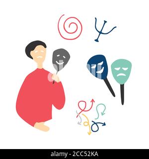 Psychology icon set. Hand drawn doodle graphic Stock Vector