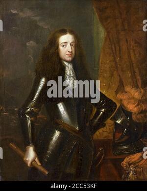 William III (1650-1702), Prince of Orange and King of England (1689-1702), in full armour, portrait painting by Caspar Netscher, 1670-1684 Stock Photo