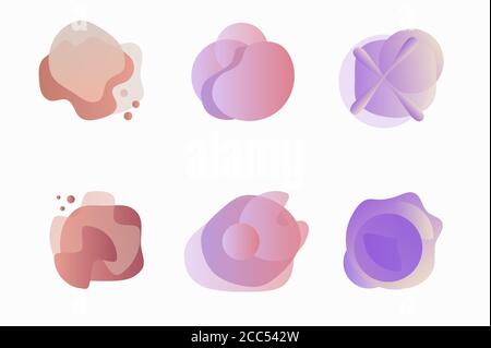 Blots, abstract multicolored pastel drops for design of application backgrounds, social media backdrops. Smooth transitions of colors in drip shapes Stock Vector