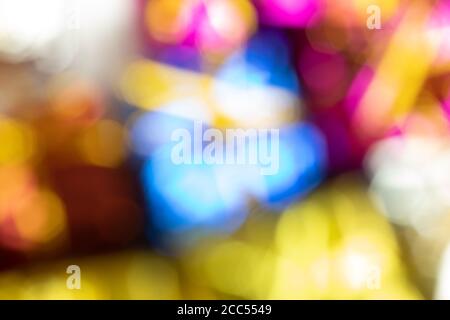 Out of focus blurry background with bright colorful light Stock Photo