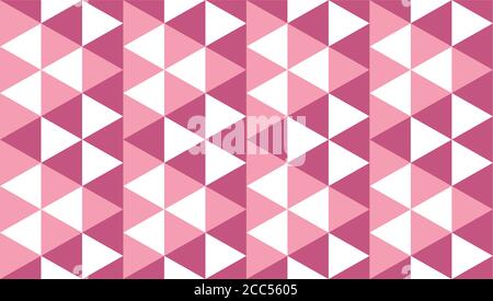 Abstract Triangles Ornament. Triangular Shapes Wallpaper. Geometric Seamless Pattern Design Template. Soft Pink, White Ice Cream Pastel Color Theme. Stock Vector