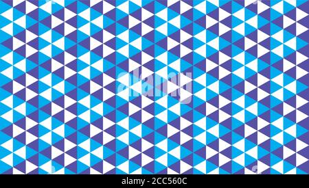Geometric Seamless Pattern Design Template. Abstract Polygonal Triangles Ornament. Triangular Shapes Wallpaper. Light Blue, Purple, White Color Theme. Stock Vector