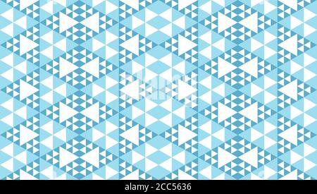 Abstract Monochrome Geometric Seamless Pattern Design Template. Polygonal Triangles Ornament. Triangular Shapes Wallpaper. Light Blue, Cyan, White Stock Vector