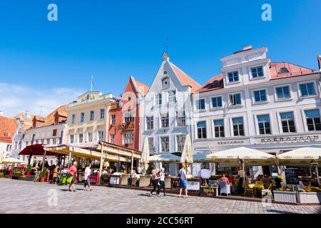 Raekoja plats, old town square, Tallinn, Estonia Stock Photo