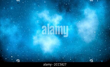 Blue vibrant nebula in deep space, computer generated abstract background, 3D rendering
