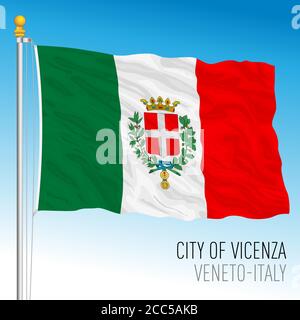 Vicenza, official flag of the city and municipality, Veneto, Italy, vector illustration Stock Vector
