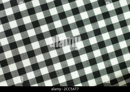White, black and gray checkered boxes cell. Fabric texture background Stock Photo