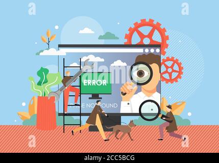 Page not found, system update, website maintenance, vector flat illustration Stock Vector