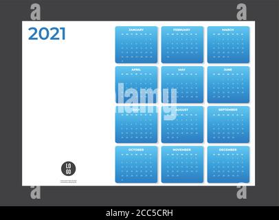 2021 Calendar - illustration. Template. Mock up vector Stock Vector