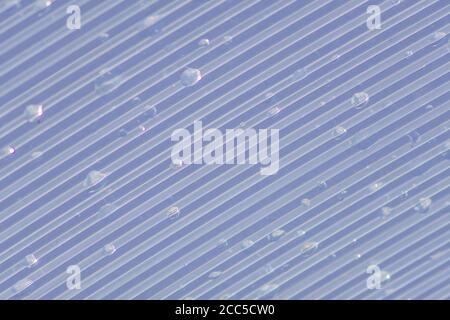 Transparent Polycarbonate plastic sheet with drops, background texture with space for text Stock Photo