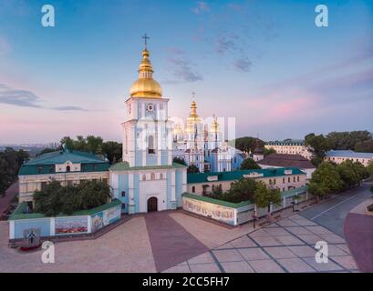 Aerial view of St. Michael's Golden-Domed Monastery in Kyiv, Ukraine Stock Photo