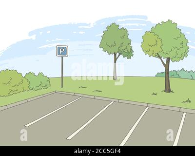 Parking graphic color landscape sketch illustration vector Stock Vector