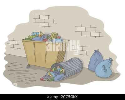 Street trash can graphic color sketch illustration vector Stock Vector